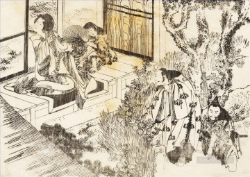  beautiful - a man is watching a beautiful woman Katsushika Hokusai Ukiyoe